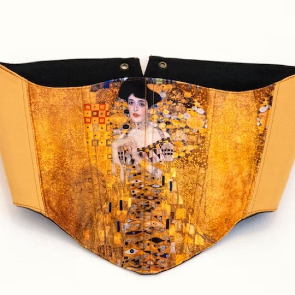 Gold Underbust Corset Belt Inspired By The Painting of Klimt “Adele” - Picture 1 of 7
